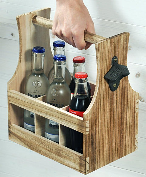 Kesper Wooden Bottle Rack for 6 Beer Bottles with Bottle Opener 25 x 32 x 16.5 cm| Kesper In Lebanon