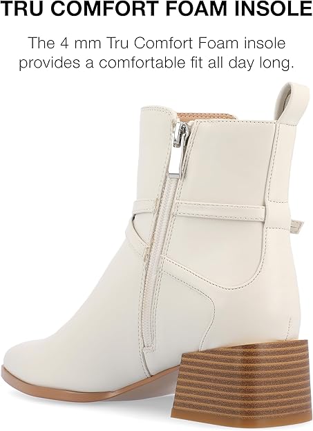 Journee Collection Women's Stone Tru Comfort Foam Estelle Stacked Heel Pointed Toe Boots | Journee Collection In Lebanon