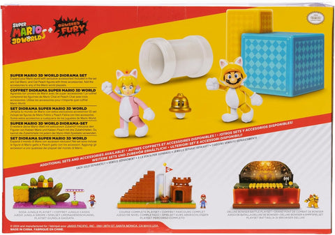 Mario Nintendo 2.5" Action Figures 3D World Diorama Includes Cat Mario & Cat Peach | Mario In Lebanon