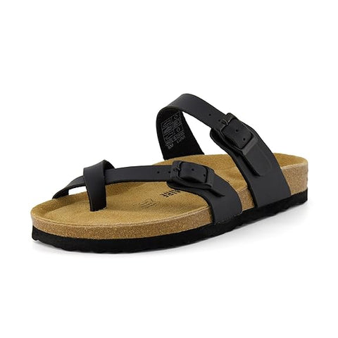 Cushionaire Women's Black Luna Cork Footbed Slipper |Cushionaire In Lebanon