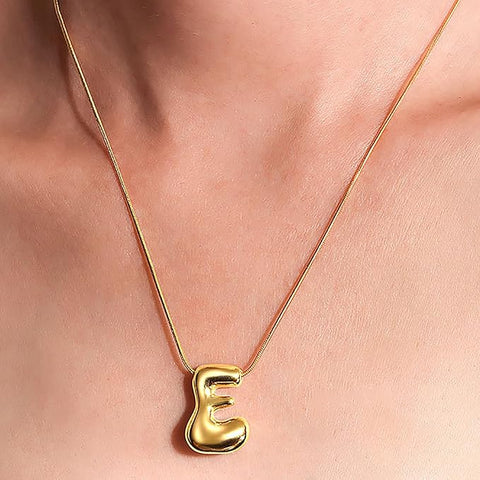 Unwritten Women's Gold Balloon Puffy Letter "E" Necklace | Unwritten In Lebanon