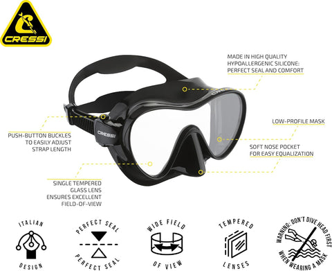 Cressi Black Scuba Diving Snorkeling Frameless Mask | Cressi In Lebanon