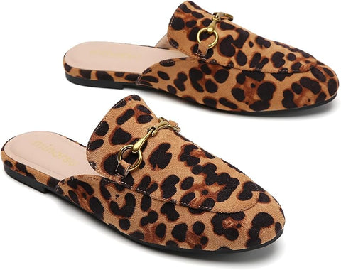 Minorsu Women's Black Animal Print Buckle Mules | Minorsu In Lebanon