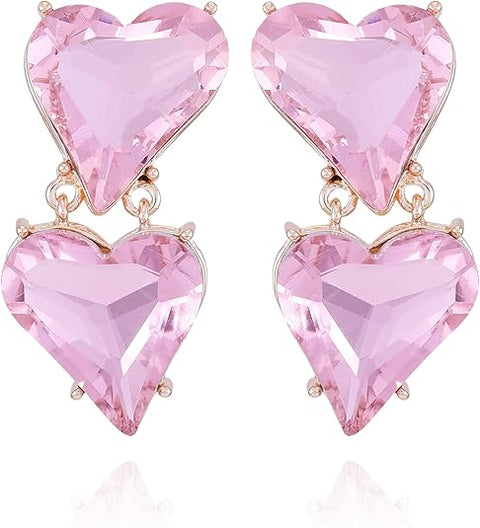 On 34th Women's Gold Pink Stone Heart  Earring| On 34th in Lebanon