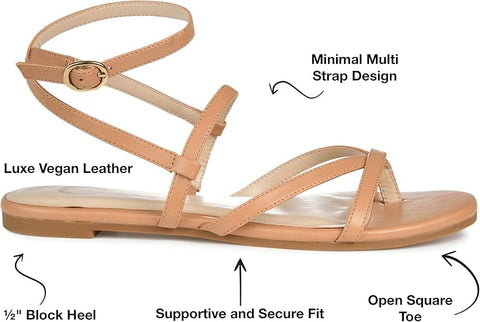 Journee Collection Women's Tan Serissa Flat Sandals | Journee Collection In Lebanon