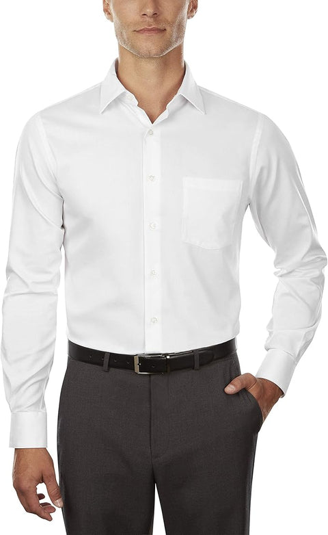 Van Heusen Men's White  Fitted Stretch Solid Spread Collar Shirt   | Van Heusen in Lebanon