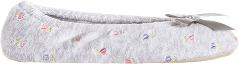 Isotoner Signature Women's White Embroidered Terry Ballerina Slippers| Isotoner Signature in Lebanon