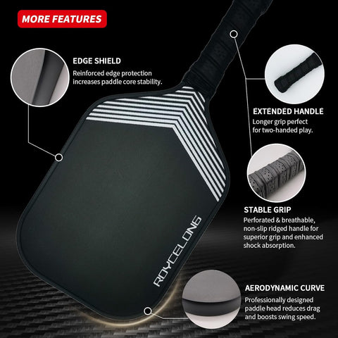 Roycelong Pickleball Paddles T700 Carbon Fiber Frosted Textured Surface 16mm Core Pickleball Racket | Roycelong In Lebanon