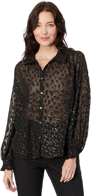 Vince Camuto Women's Black Printed Long Sleeve Shirt | Vince Camuto In Lebanon