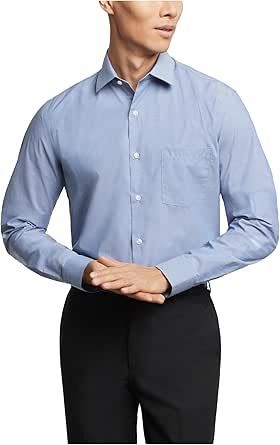Van Heusen Men's Blue Regular Fit Twill Solid Button Down Collar Dress Shirt | Van Heusen In Lebanon