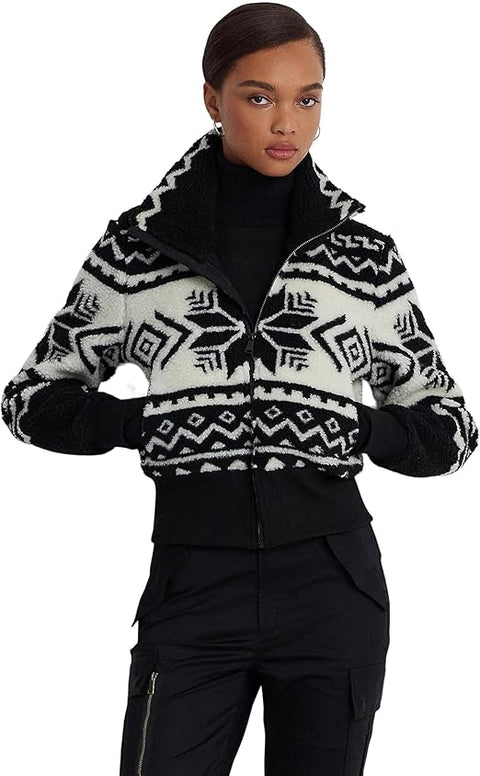 Lauren Ralph Lauren Women's Fair Isle Jacquard Fleece Mockneck Jacket | Lauren Ralph Lauren In Lebanon