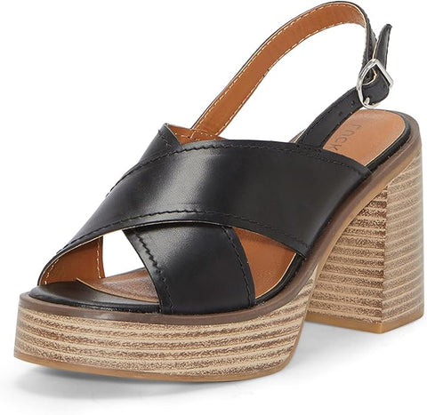 Lucky Brand Women's Black Delmie Slingback Stack Sandal's ACS1340