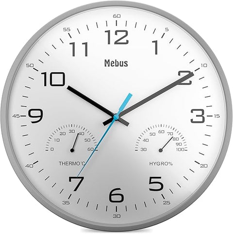 Mebus Analogue Quartz Wall Clock with Thermometer and Hygrometer| Mebus In Lebanon