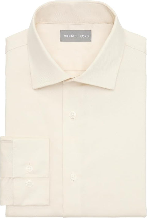 Michael Kors Men's Beige Comfort Stretch Slim Fit Dress Shirt |Michael Kors In Lebanon