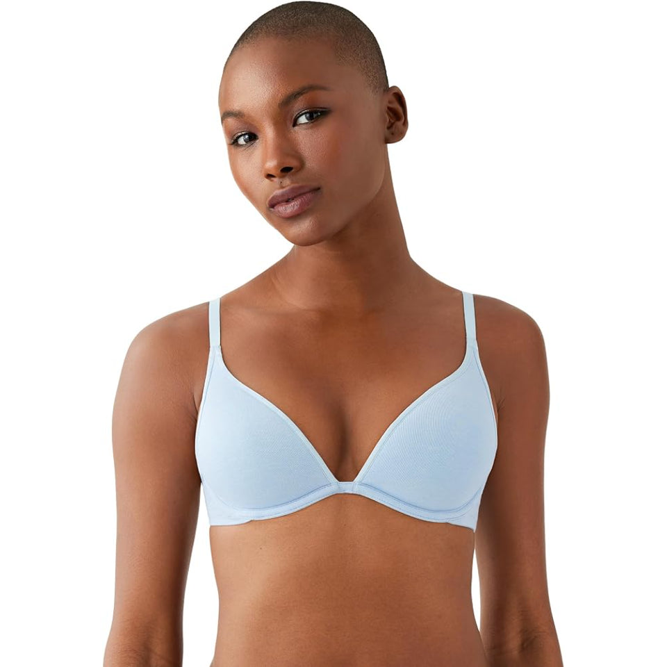 B.tempt'd by Wacoal Women's Light BlueCotton to a Tee Plunge Contour Bra