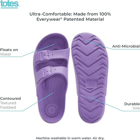 Totes Girl's Purple Everywear Molded Double Buckle Slide Slipper |Totes In Lebanon