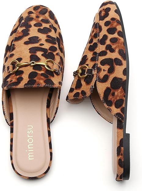 Minorsu Women's Black Animal Print Buckle Mules | Minorsu In Lebanon