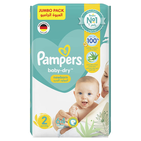 Pampers Baby Dry Size 2  (3-8 kg) 64 Diapers