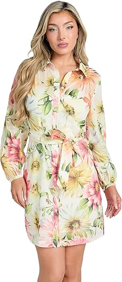 Guess Women's Multicolor Floral Long Sleeve Faith Dress | Guess In Lebanon