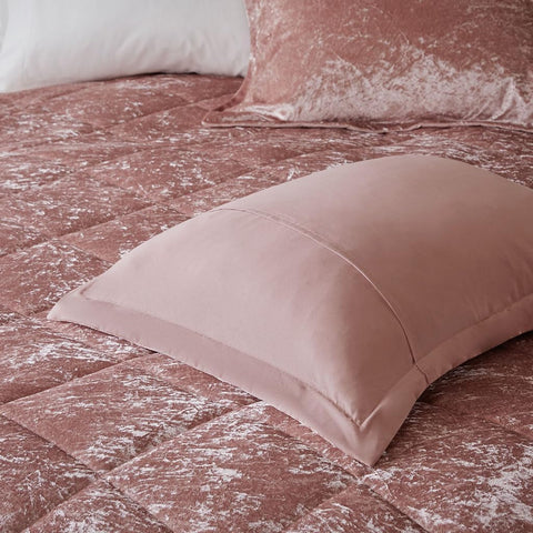 Intelligent Design King/Cal King Dusty Rose Felicia Blush Velvet Diamond Quilting Comforter Set | Intelligent Design In Lebanon