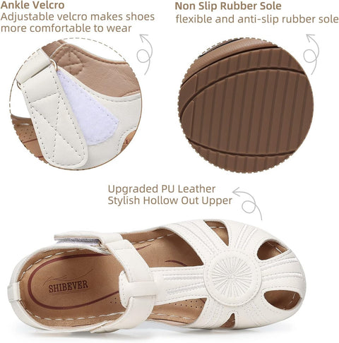 Shibever Women's White Closed Toe Wedge Sandals | Shibever In Lebanon