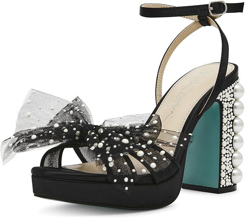 Betsey Johnson Women's Black Lulu Heeled Sandal | Betsey Johnson In Lebanon