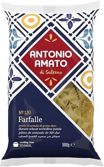 Pasta package with 'Antonio Amato' branding on a decorative background