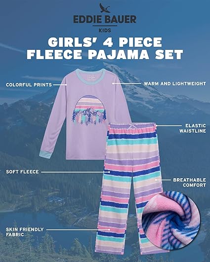 Eddie Bauer Girl's 4 Piece Matching Fleece Graphic Pajama Set |Eddie Bauer In Lebanon