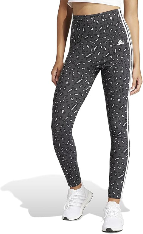 Adidas Women's Dark Grey 3-Stripes Animal Print Leggings | Adidas In Lebanon