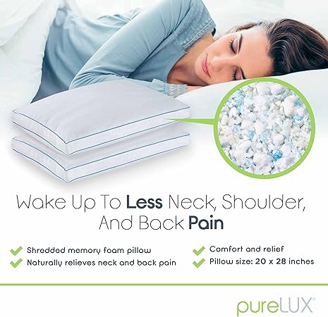 PureLUX White Gel Memory Foam Queen Pillows-2 Pack  |PureLUX In Lebanon