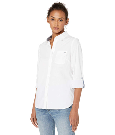 Tommy Hilfiger Women's White Roll Tab Button Down Shirt | Tommy Hilfiger In Lebanon