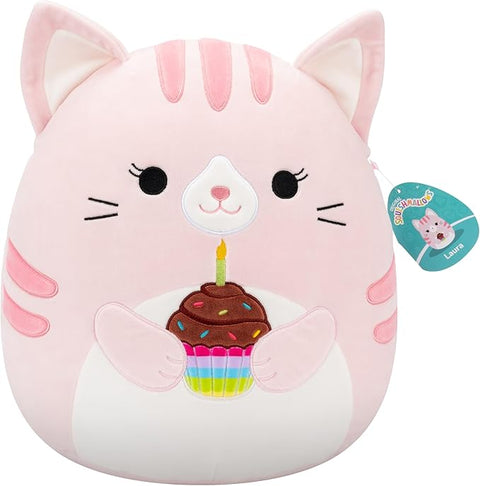 Squishmallows Laura The Pink Tabby Cat Holding Birthday Cupcake | Squishmallows In Lebanon