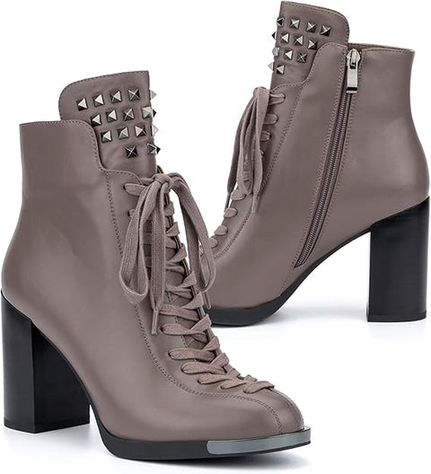 Torgeis Women’s Dark Mink Nubis Fashion Casual Leather Zipper Heel Ankle Boots|Torgeis In Lebanon9