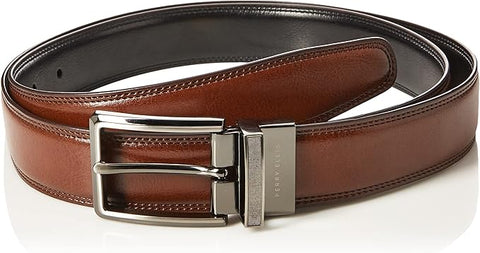 Perry Ellis Portfolio Men's Brown Double Stitched Leather Reversible Belt  |  Perry Ellis Portfolio in Lebanon