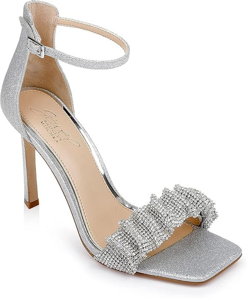 Jewel Badgley Mischka Women's Silver Ridley Bejeweled Strap Stiletto Heel | Jewel Badgley Mischka in Lebanon