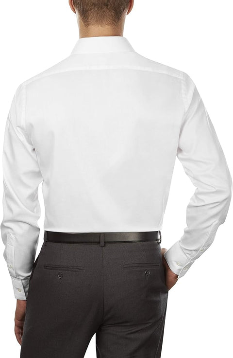 Van Heusen Men's White  Fitted Stretch Solid Spread Collar Shirt   | Van Heusen in Lebanon
