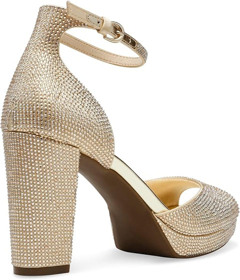 Anne Klein Women's Gold Akvista Embellished Platform Heeled Sandals  |  Anne Klein in Lebanon