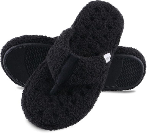 Isotoner Women's Black Cozy Plush Terry Knit Clog and Flip Flop Slippers | Isotoner In Lebanon