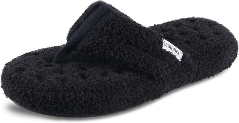 Isotoner Women's Black Cozy Plush Terry Knit Clog and Flip Flop Slippers | Isotoner In Lebanon