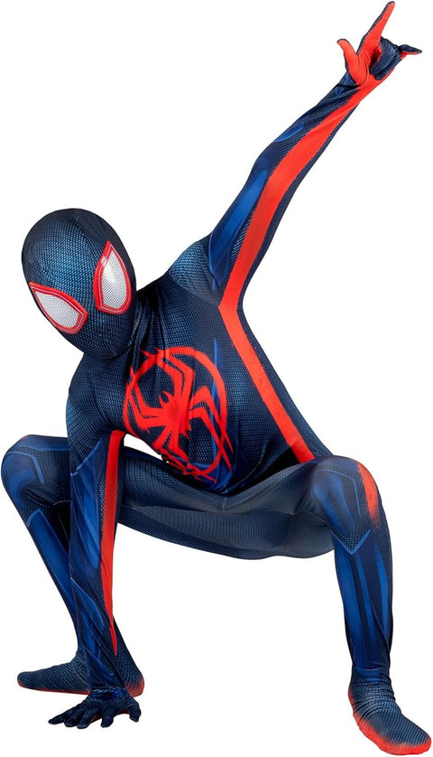 Spider-Man costume with red and blue design on a white background