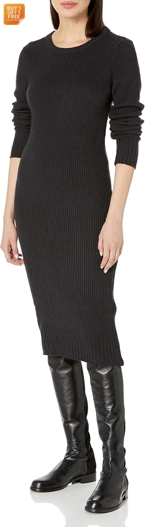 Calvin Klein Jeans Women's Black Long Sleeve Knitted Dress |Calvin Klein Jeans in Lebanon