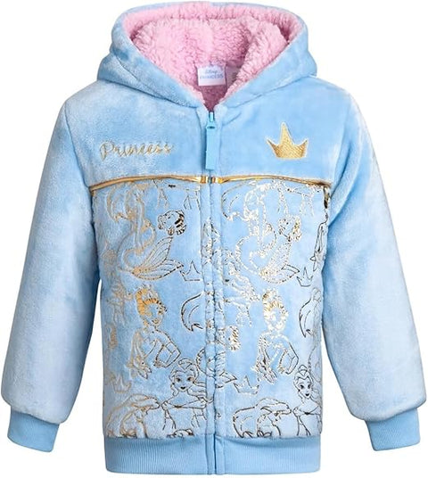 Disney Girl's Princess Blue Plush Fleece Hooded Jacket  |Disney In Lebanon