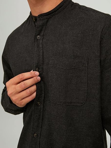 Jack & Jones Essentials Men's Dark Gray Blend Long Sleeve Melange Shirt | Jack & Jones In Lebanon