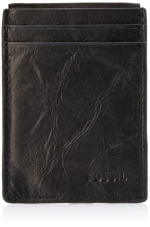Fossil Men's Black Leather Neel Magnetic Card Case Wallet | Fossil In Lebanon