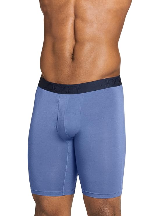 Jockey Men's Blue Underwear Active Ultra SoftLong Leg Boxer Brief | Jockey In Lebanon