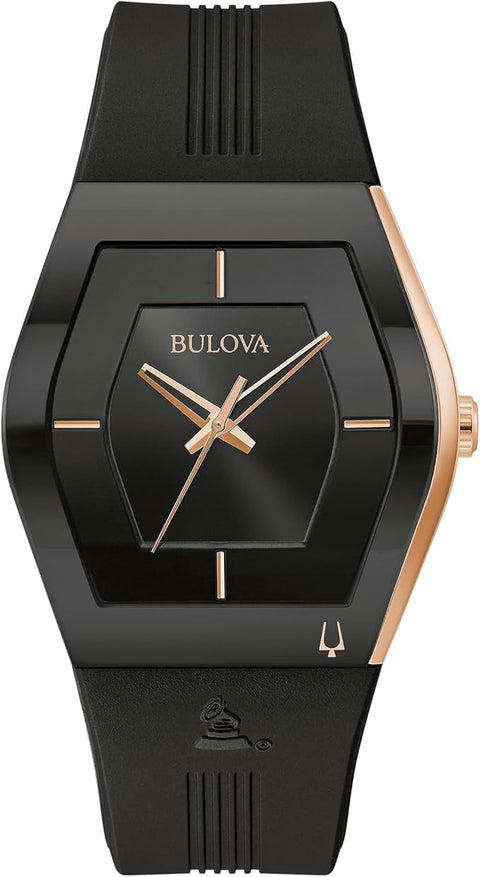 Bulova Men's Latin Grammy Quartz Black Dial Watch Silicone Strap Watch | Bulova In Lebanon