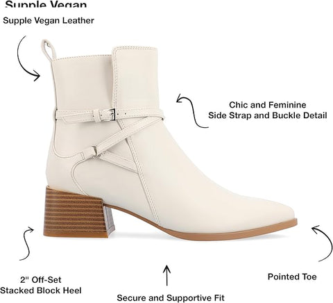 Journee Collection Women's Stone Tru Comfort Foam Estelle Stacked Heel Pointed Toe Boots | Journee Collection In Lebanon