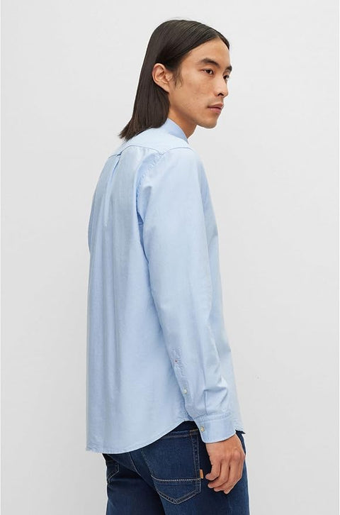 Hugo Boss Men's Light Blue Regular Fit Cotton Flannel Shirt | Hugo Boss In Lebanon