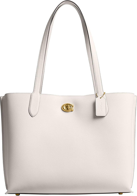 Coach Women's White Pebble Leather Willow WhiteBrass Tote Bag |Coach In Lebanon
