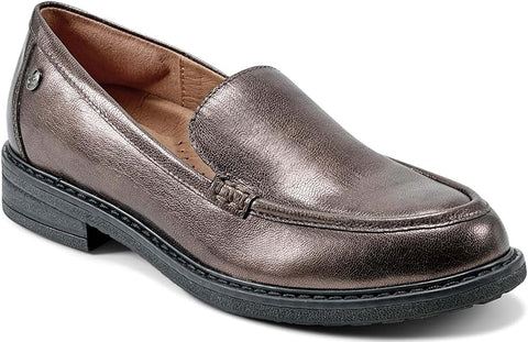 Brown leather loafer shoe on a white background